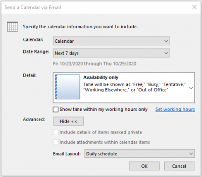 Send calendar availability in Outlook CloudCompanyApps Send calendar availability in Outlook CloudCompanyApps